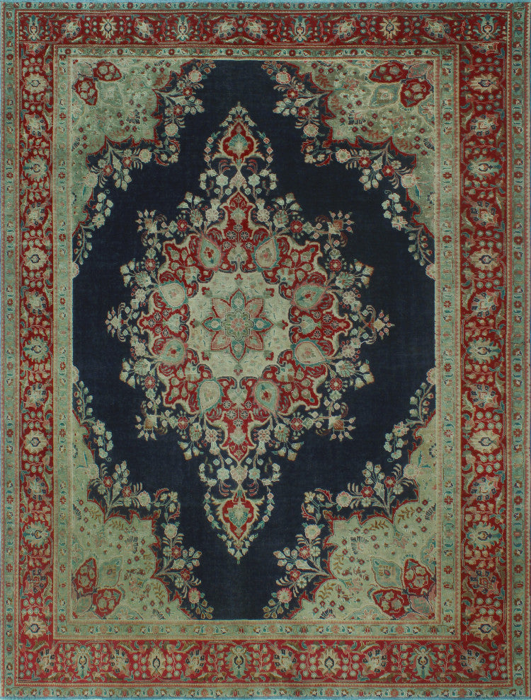 Fine Vintage Distressed Yolimar Navy Rug