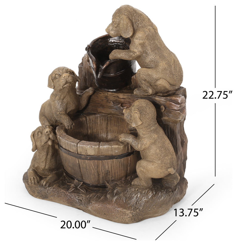 Tignall Outdoor Puppy Fountain, Light Brown