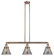 Large Cone 3-Light Island Light, Smoked Glass, Antique Copper