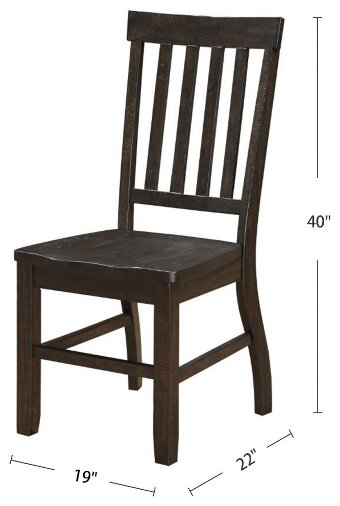 Set of 2 Wood Side Chair, Rustic Walnut Finish
