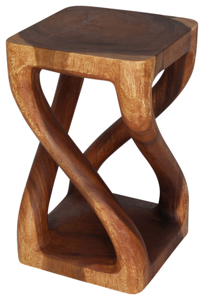 Haussmann Wood Vine Twist Stool Accent Table 14 in x 23 in H Cherry Oil