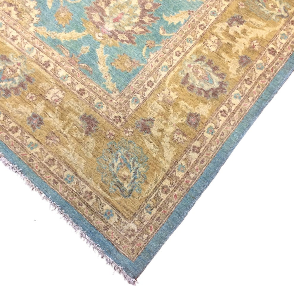 Peshawar Sherman Light Blue Hand-Knotted Rug, 8'0x10'8