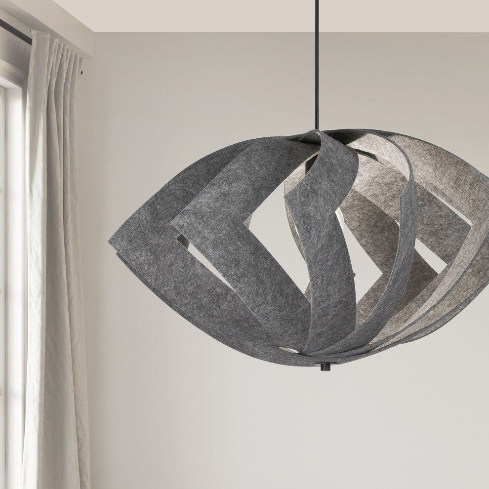 Rotem Contemporary 1 Light Grey Matte Black Felt Pendant