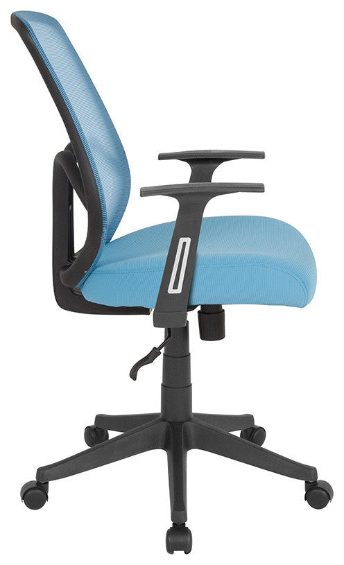 Salerno Series High Back Mesh Chair With Arms, Light Blue