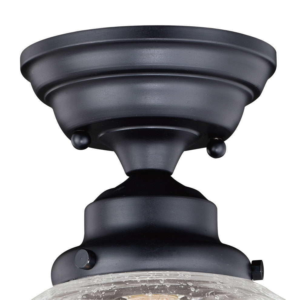 Huntley 12" Semi Flush Ceiling Light Clear Glass Oil Rubbed Bronze