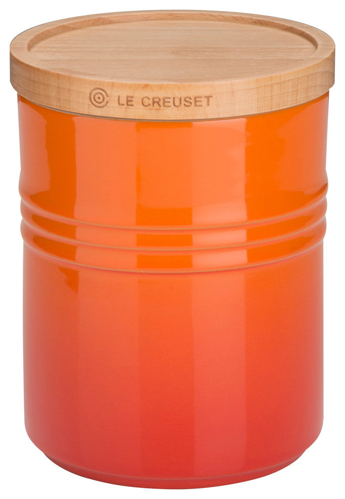 Le Creuset Stoneware Medium Storage Jar With Wooden Lid, Volcanic