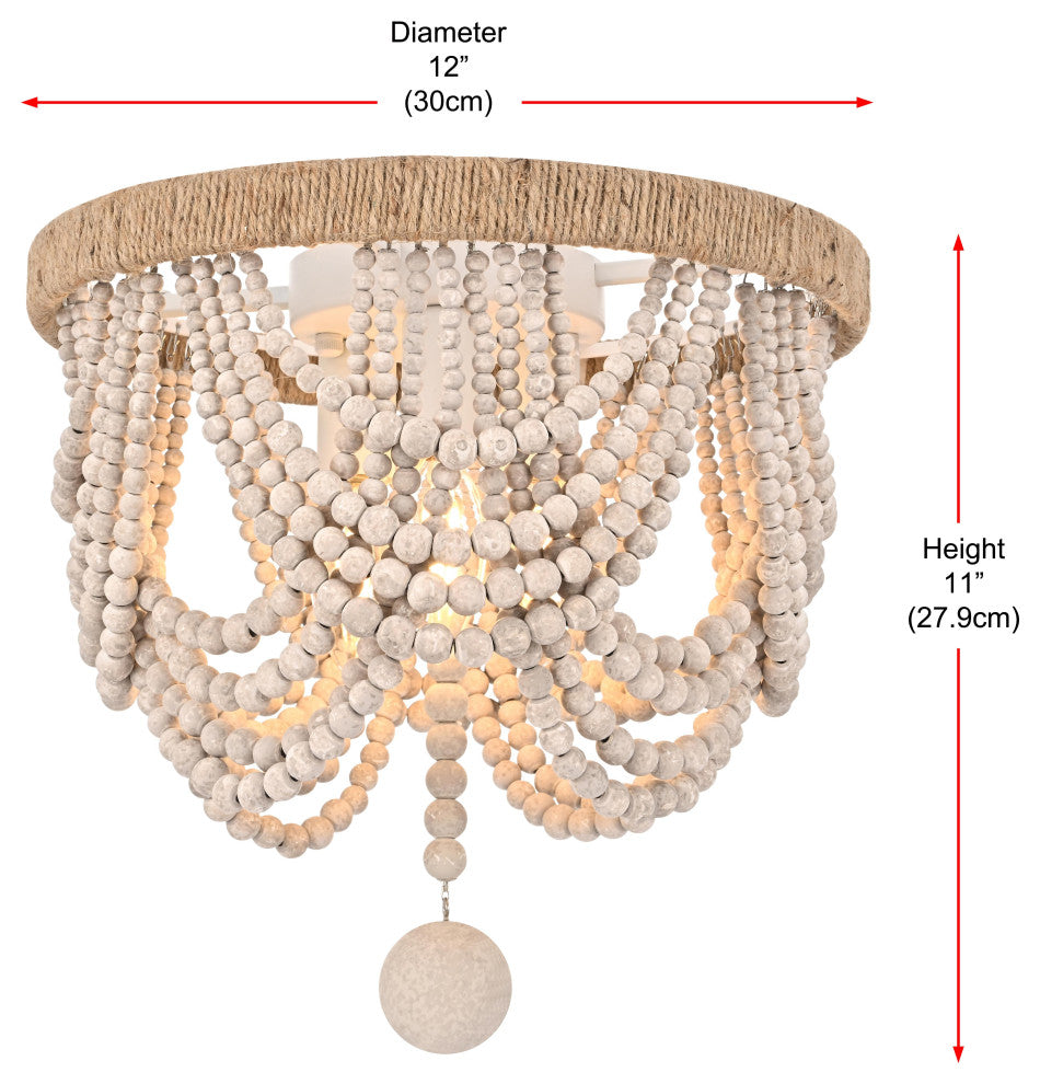 Home Living 12" Beaded Flush Mount, Antique White