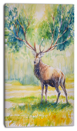 Deer with Blue Horn, Abstract Canvas Art Print, 16"x32"