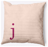 20" x 20" Modern Monogram Indoor/Outdoor Polyester Throw Pillow, Dusty Rose