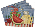 Fruity Drinks Watermelon Lemonade Vintage Woven Tapestry Placemats
