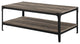 Rustic Coffee Table, Metal Frame With Large Top & Open Shelf, Reclaimed Barnwood