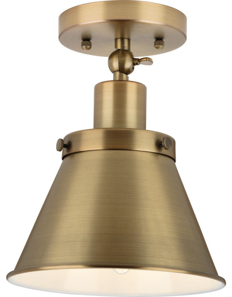 Hinton 1-Light Brass Vintage Flush Mount Ceiling Light
