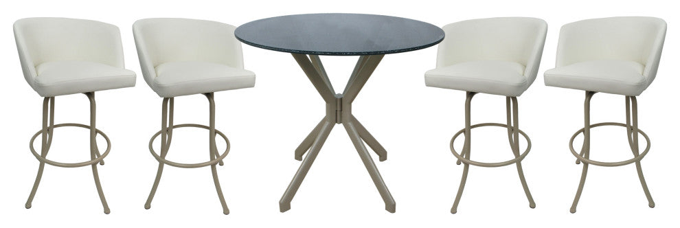 Swivel Counter Metal Pub Set - Joey Stools 26" or 30", Snow White - Beige, 26", Crackle