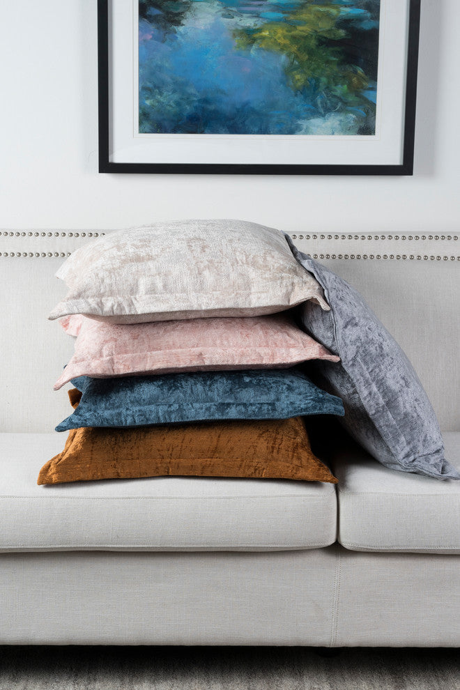 Bryce Velvet 22" Square Throw Pillow by Kosas Home, Pink
