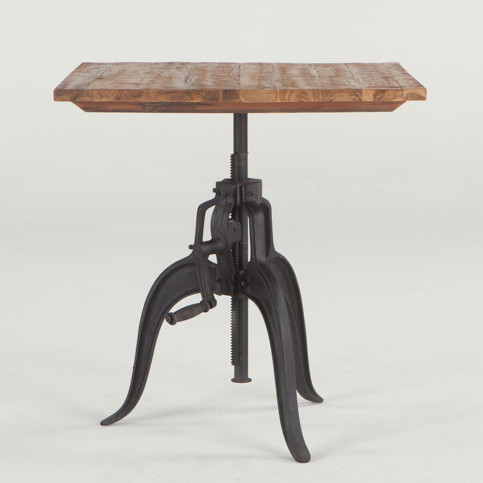 Artezia 30-Inch Reclaimed Teak Wood Dining Table with Adjustable Crank