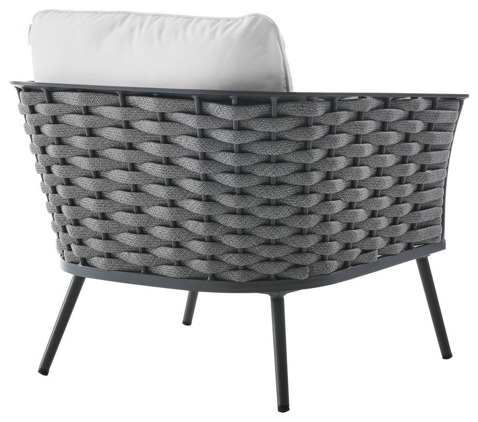 Stance Outdoor Patio Aluminum Armchair Gray White