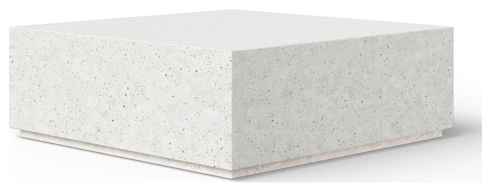 Bloc Square Concrete Coffee Table, Ivory Terrazo, 48"