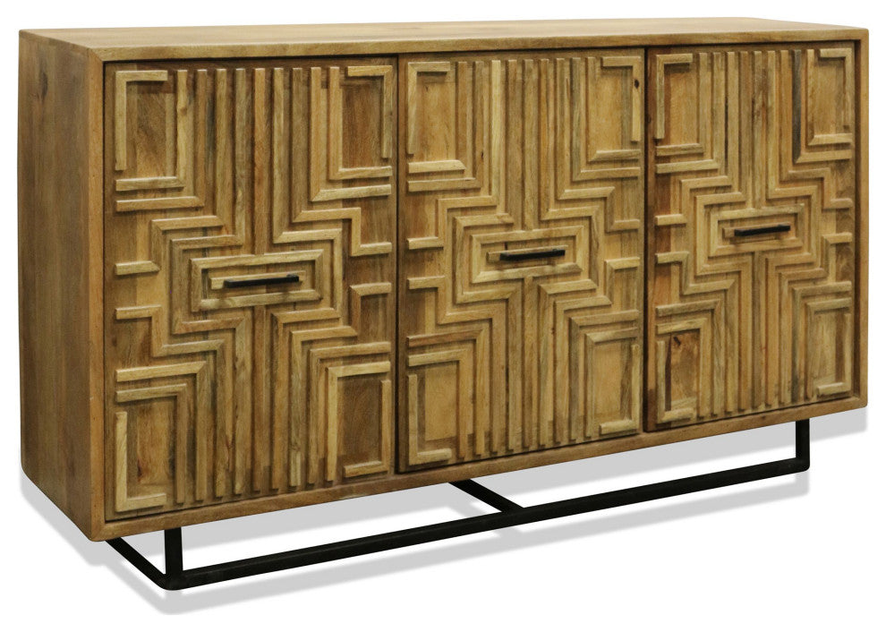 Dermott Three Door Sideboard Mango Wood Walnut Finish