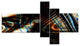 Fractal Curved Brown Black Stripes, Abstract Canvas Art Print, 60"x32", 5 panels