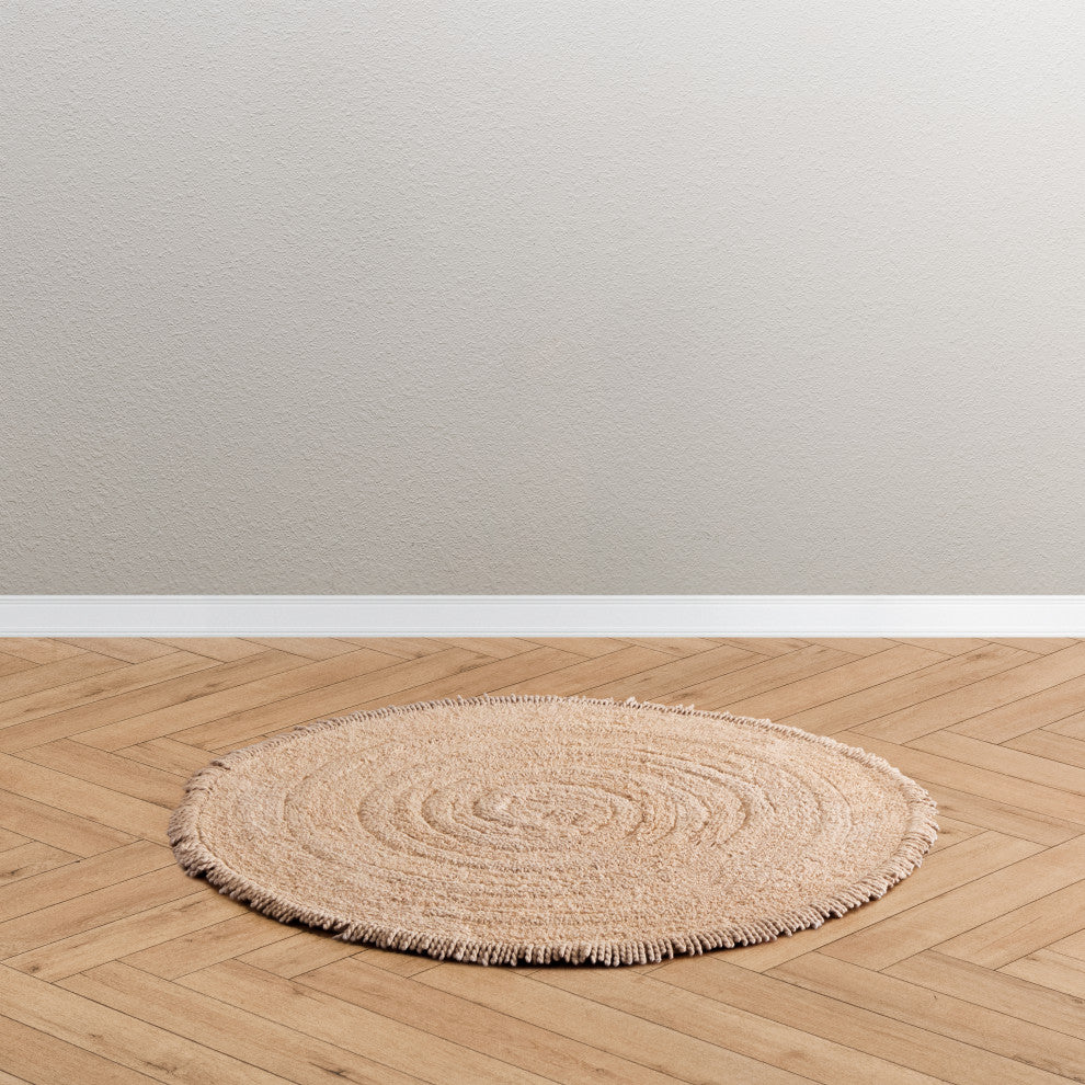 Hartley Machine Tufted Bath Mat, Beige, 36"x36"