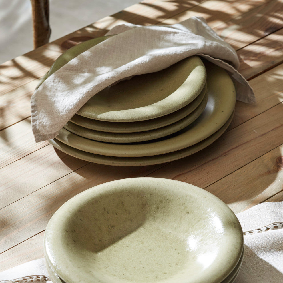 Porto by Porto by Stone Lain Aro Stoneware Dinnerware Set, Green Matte, 24-Piece