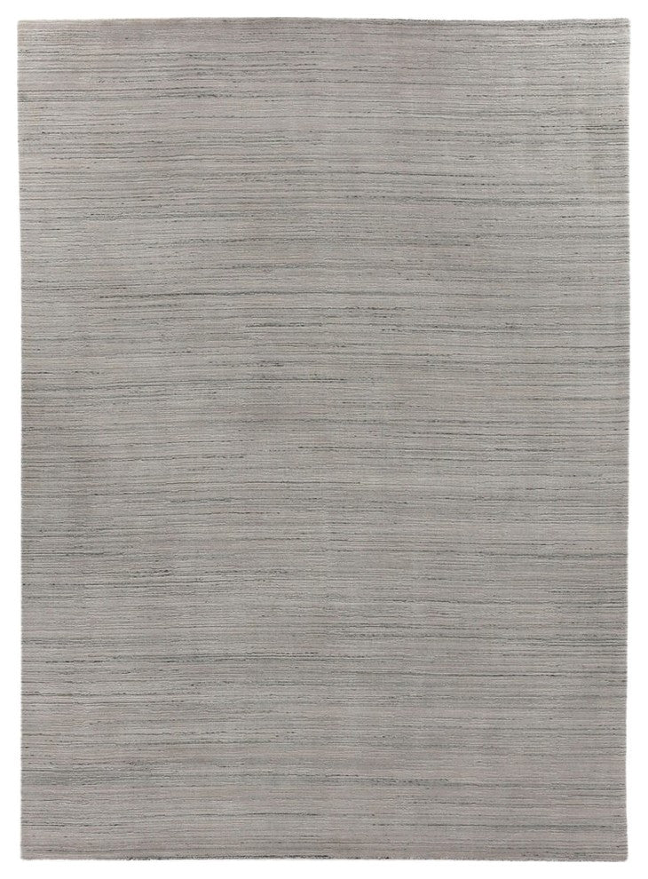 Palazzo Handmade Hand Loomed Wool and Bamboo Silk Silver Area Rug, 14'x18'