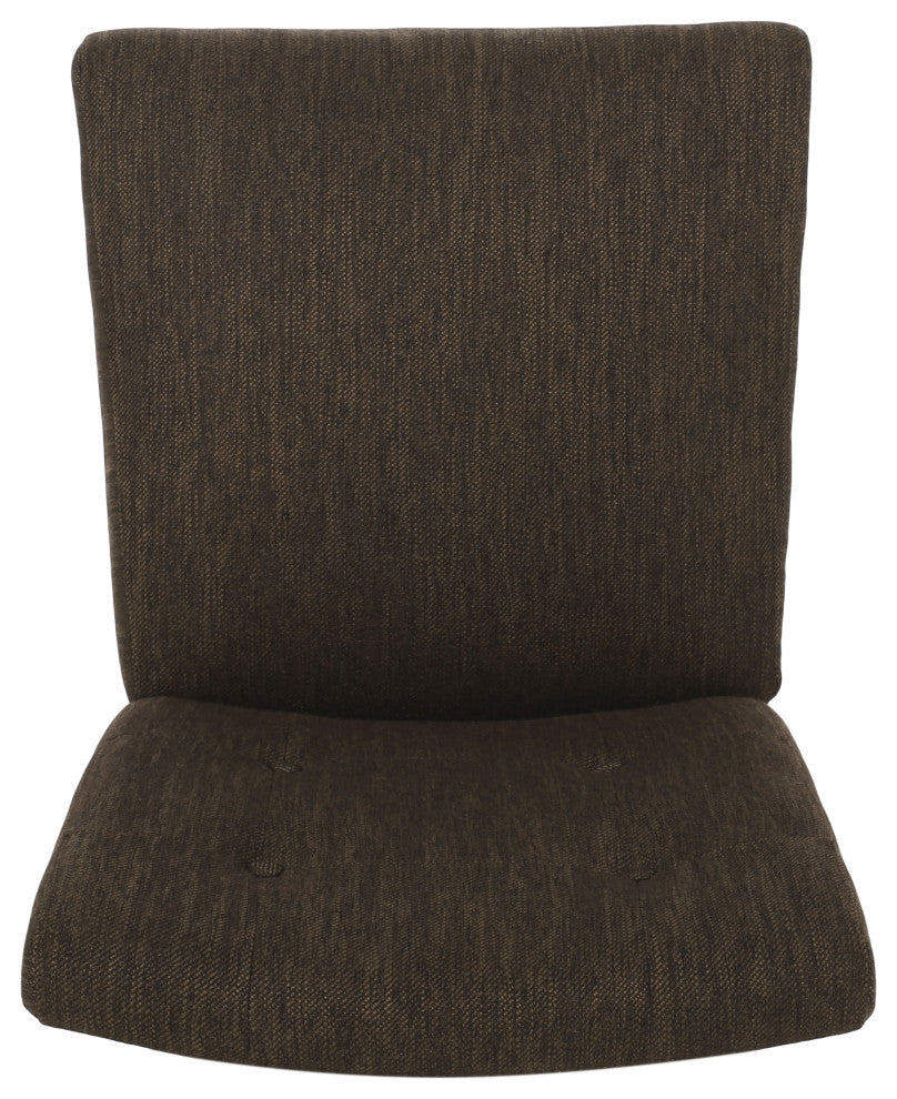 Dellroy Contemporary Fabric Button Tufted 26" Counter Stools, Set of 2, Brown/Weathered Brown
