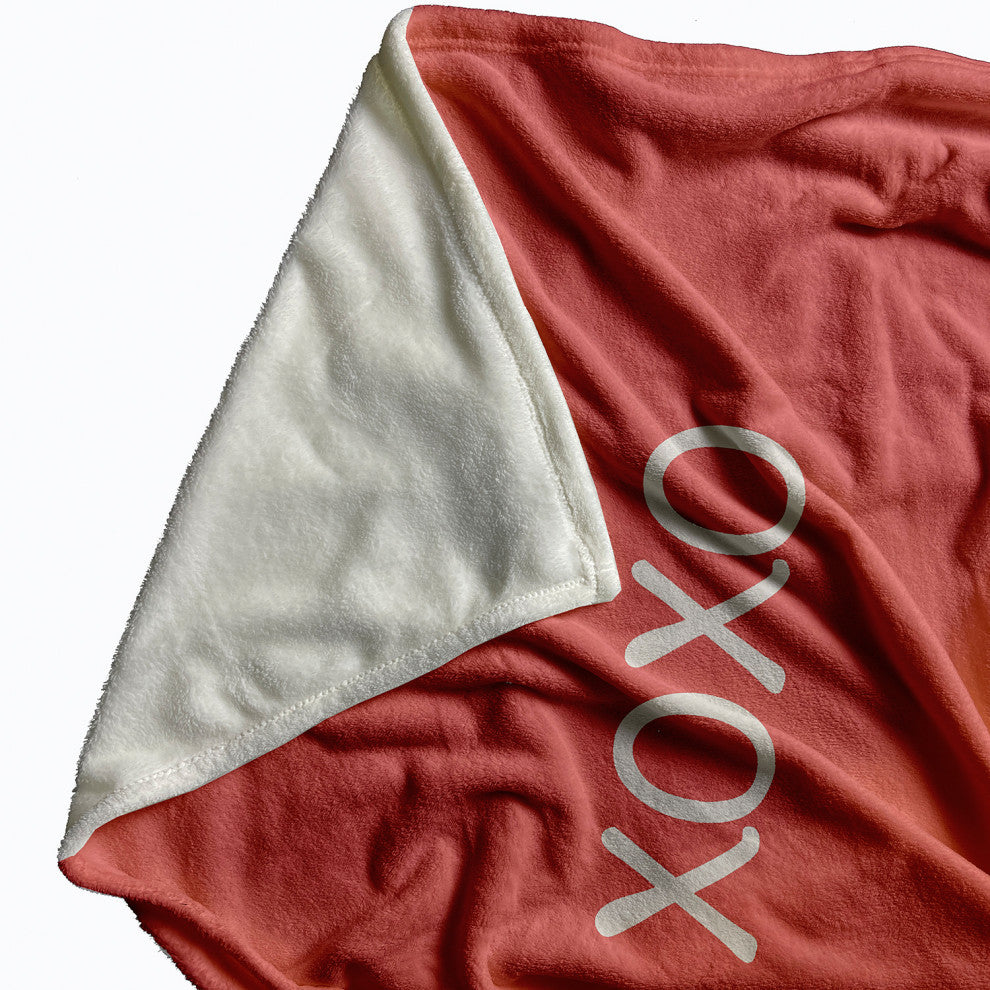 60 x 80 xOXO Valentine's Throw Blanket, Coral