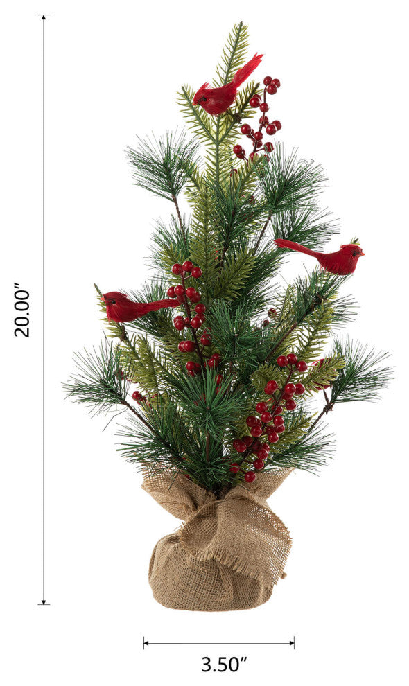 20"H Christmas Cardinal Table Tree Decor