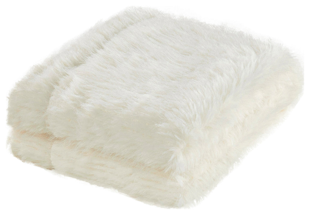Textured Faux Fur Throw Blanket, Pinstripe