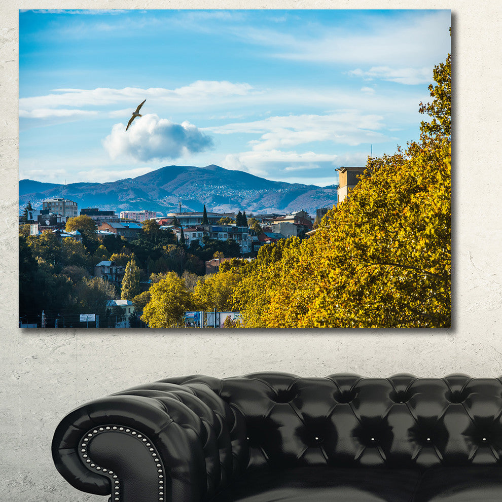Old Town and Hills in Tbilisi, Landscape Canvas Art Print, 60x40