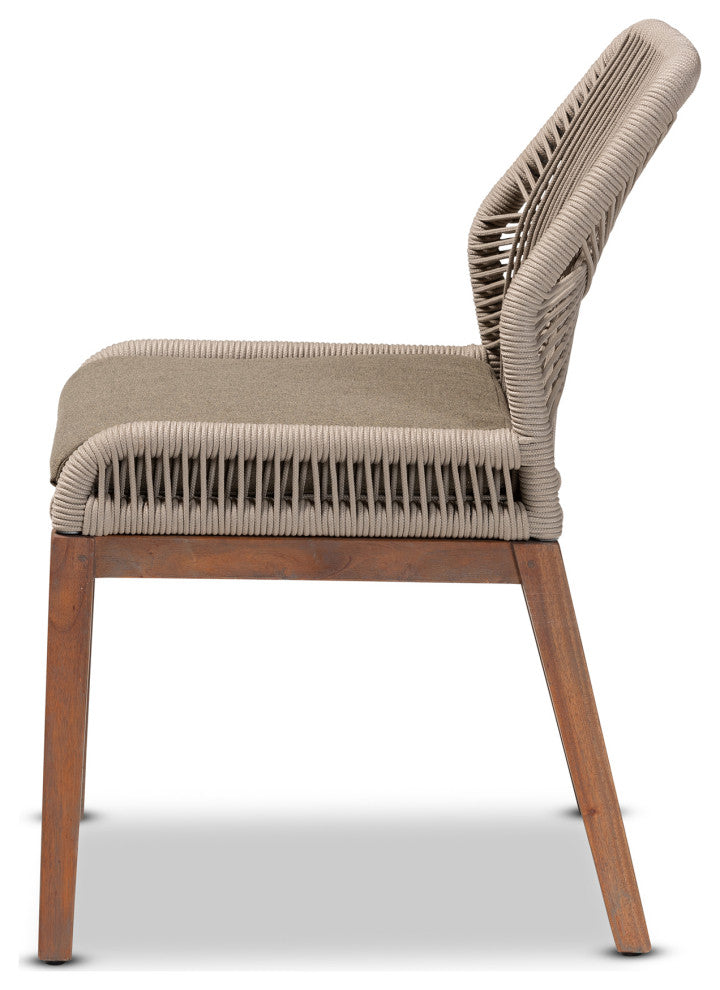Ronnell Gray Woven Rope Mahogany Dining Side Chair