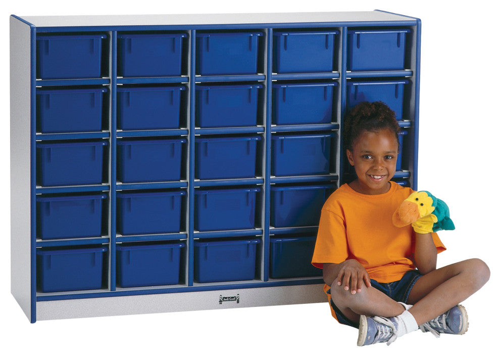 Rainbow Accents 25 Cubbie-Tray Mobile Storage - with Trays - Blue