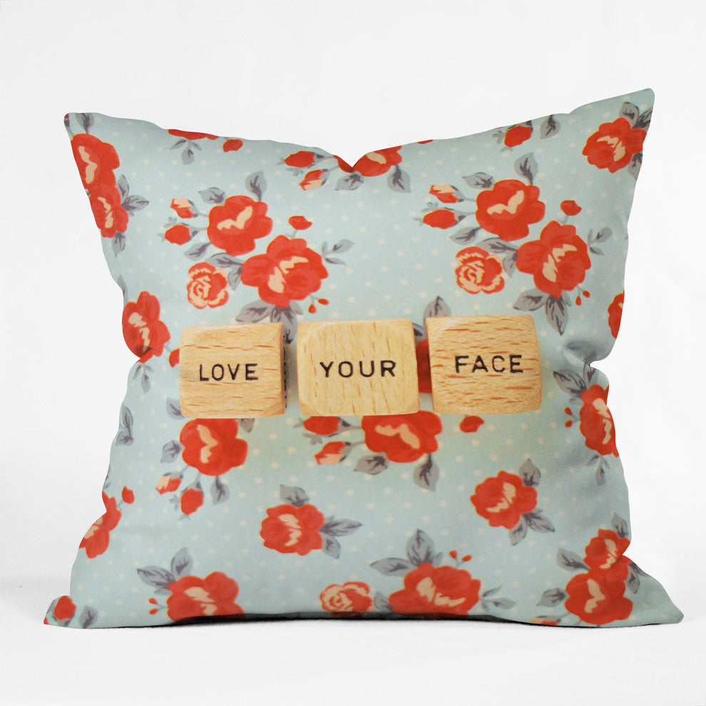 Happee Monkee Love Your Face Outdoor Throw Pillow, 26x26x7