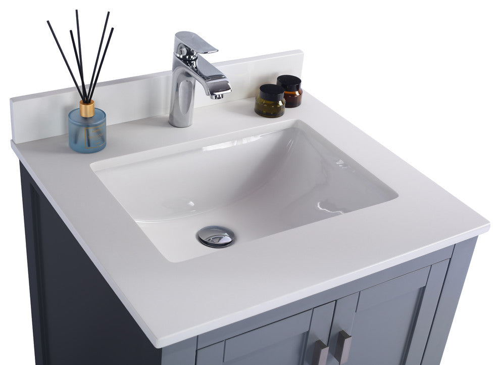 Wilson Vanity, Gray, 24", White Quartz