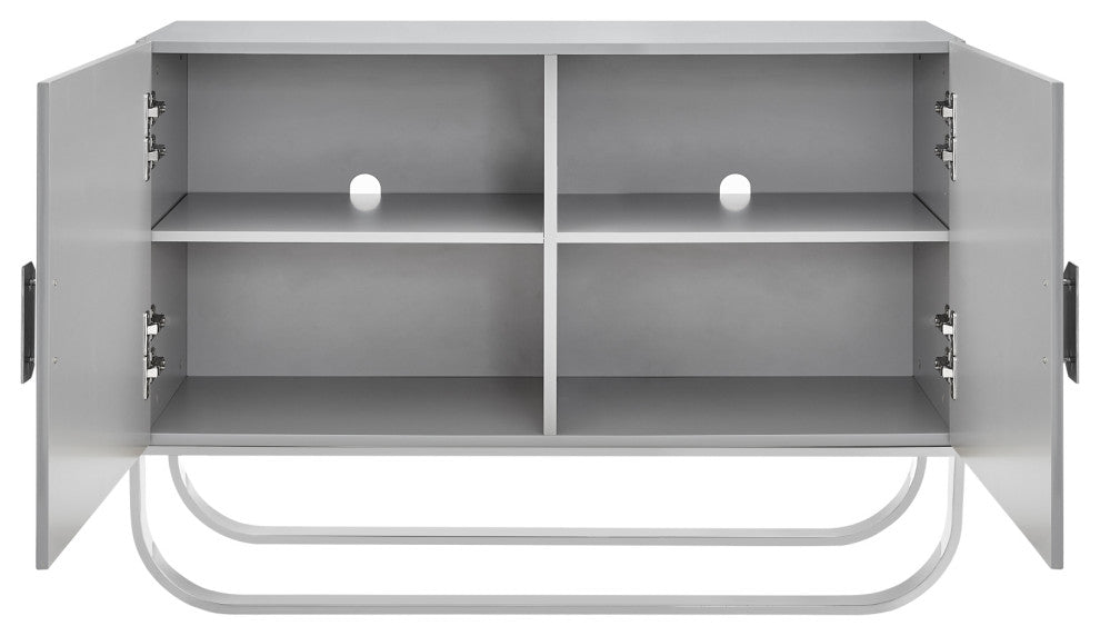 Nicole Miller Jacelynn Sideboard, Grey/Chrome, 2-Door