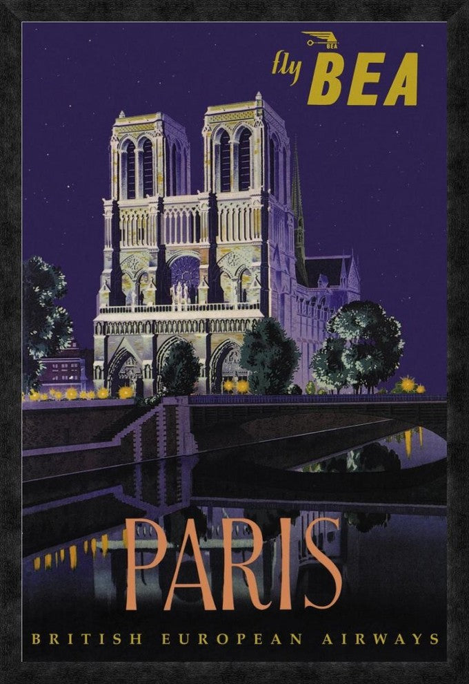 "Fly BEA Paris" Framed Canvas Giclee by Daphne Padden, 26"x38"