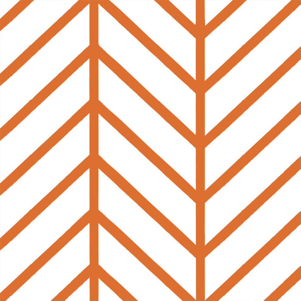 Herringbone Line Peel and Stick Vinyl Wallpaper , Orange, 24"w X 60"h