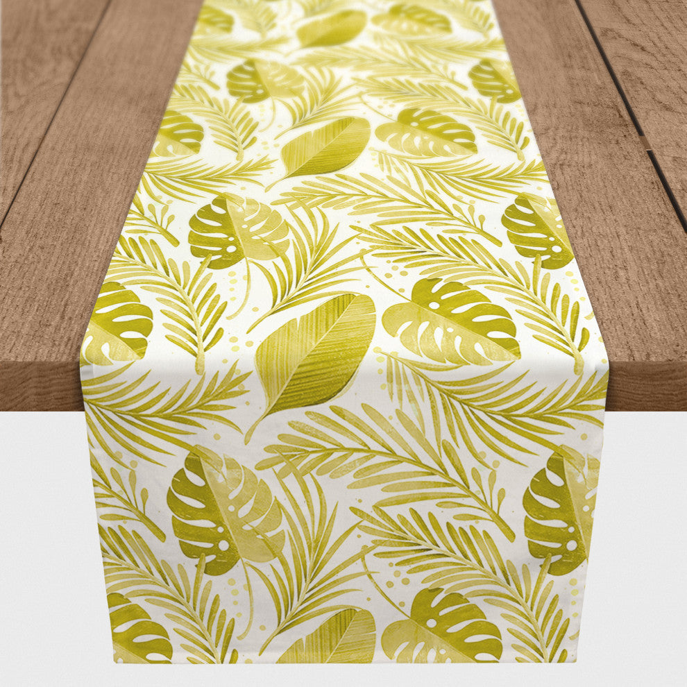 Coastal Yellow Leaves 16x90 Cotton Twill Runner