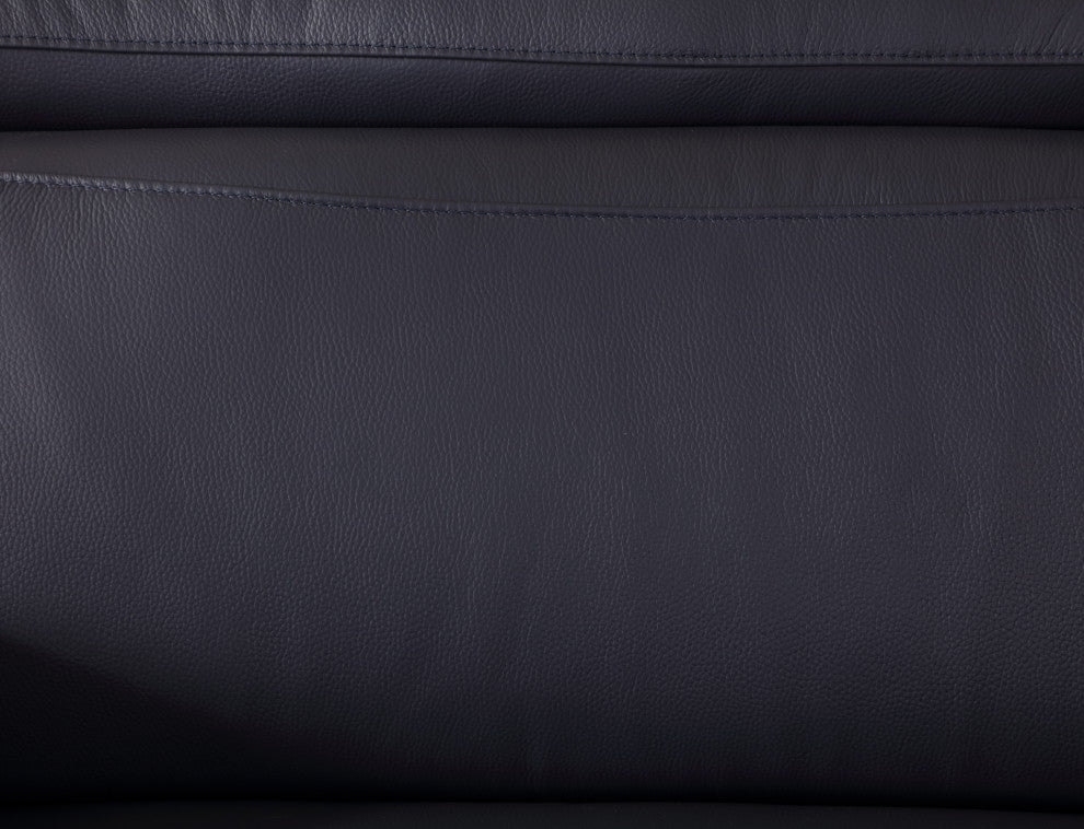 Lazio Contemporary Genuine Italian Leather Loveseat Navy