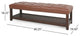 Pelon Contemporary Button Tufted Bench With Shelf, Cognac Brown/Dark Walnut
