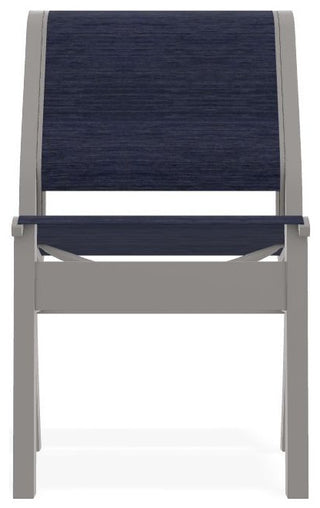 Leeward Sling Stackable Outdoor Dining Chair, Collect Indigo/Warm Gray