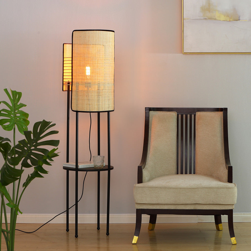 Vidalite Mazal, Boho Bamboo Wicker Floor Lamp
