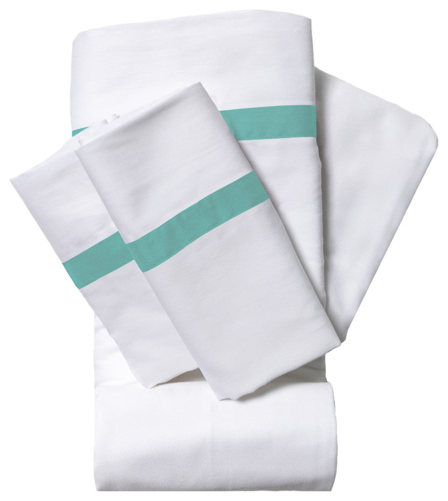 200 Thread Count Ribbon 100% Cotton 4-Piece Sheet set, Green, King