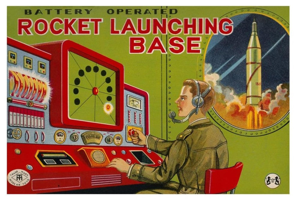 "Rocket Launching Base" Digital Paper Print by Retrobot, 46"x31"