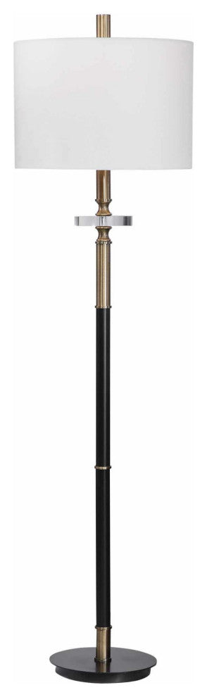 Uttermost 28196-1 Maud 67" Tall Column Floor Lamp - Aged Black / Antique Brass