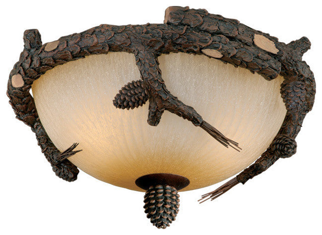 2L LED Fan Light Kit or Semi Flush Ceiling Light, Dual Mount Weathered Patina