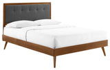 Willow King Wood Platform Bed With Splayed Legs Walnut Charcoal