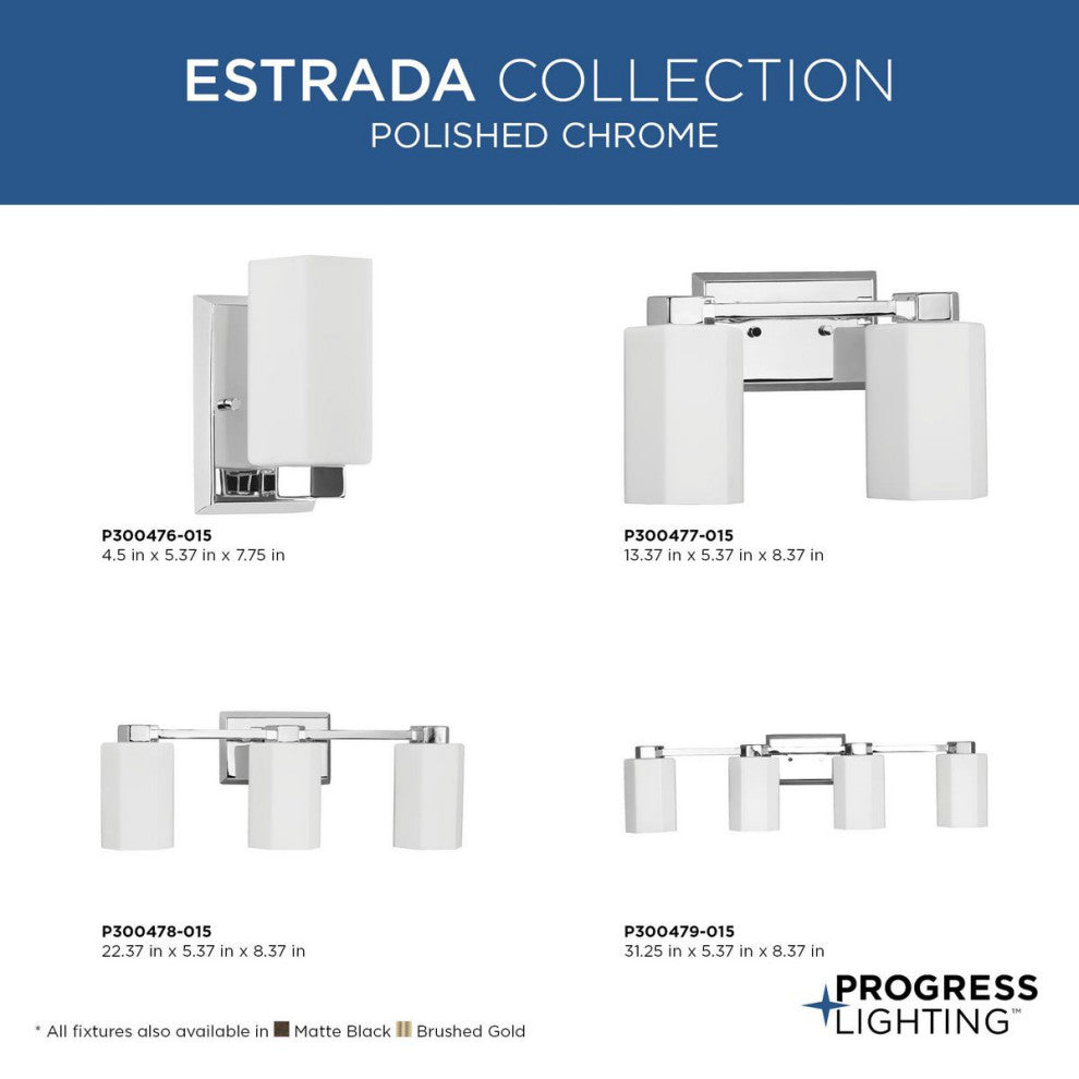 Estrada Collection 1-Light Contemporary Bath and Vanity Light, Polished Chrome