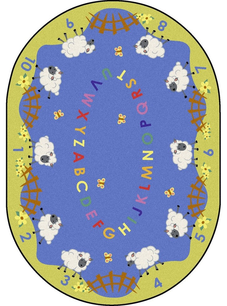Kid Essentials Rug, Lamby Pie, 7'8"x10'9" Oval